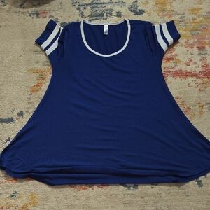 LuLaRoe Blue Short Sleeve Top with White Trim